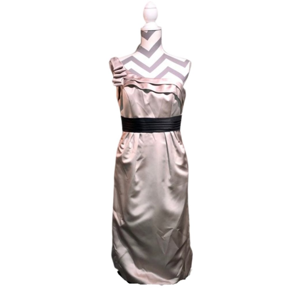 One Side Shoulder Cappuccino and Black Cocktail Dress by Allure Bridal